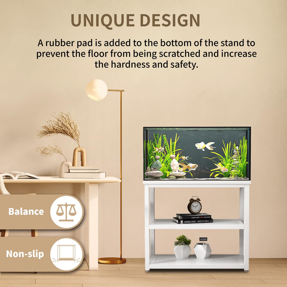 Avolander Fish Tank Stand Metal Aquarium Stand 20-29 Gallon, Double Layer Metal with Storage Weight Capacity 660lbs, 31.5 X 27.56 X 17.72 inch, White Avolander