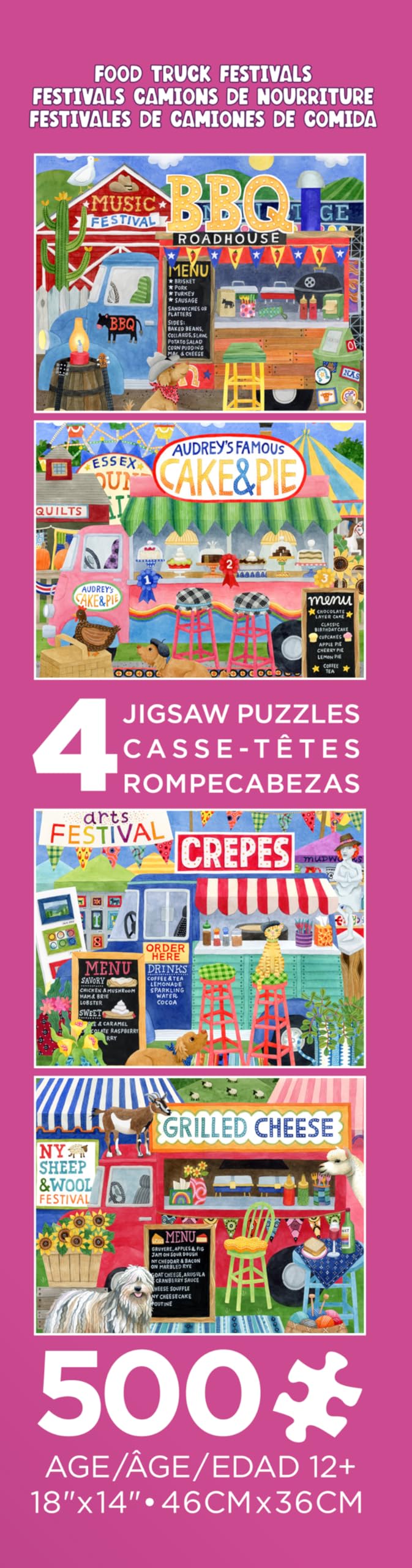 Ceaco - 4 in 1 Multipack - Food Trucks - (4) 500 Piece Jigsaw Puzzles Ceaco
