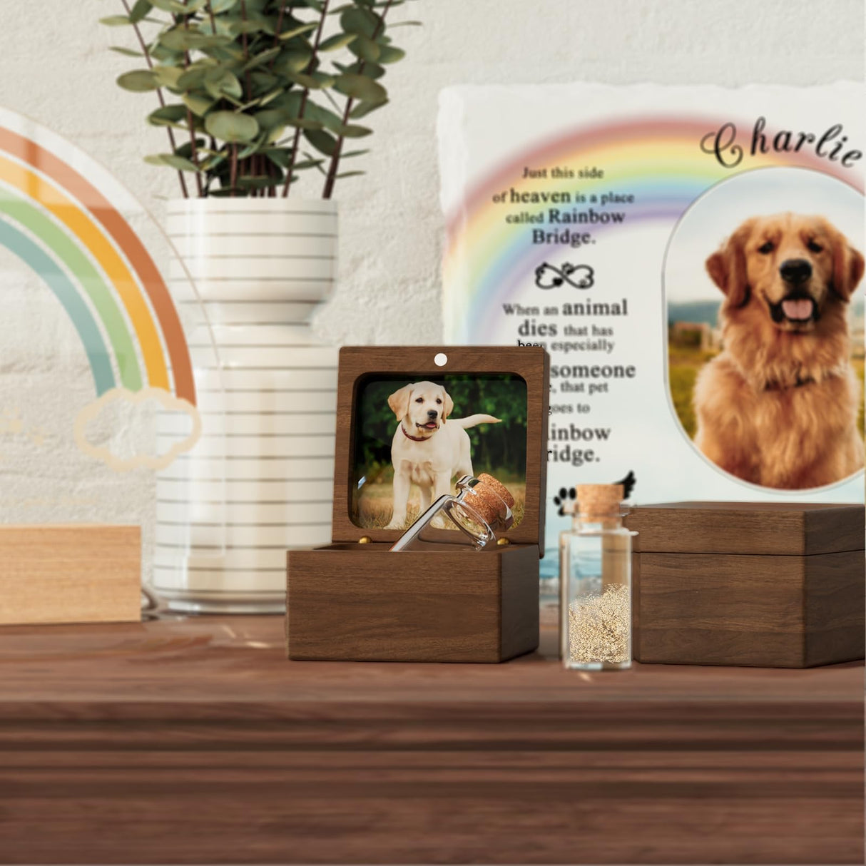 iDIY Personalized Dog Memorial Gifts, Pet Memorial Gifts for Dogs or Cats, Pet Hair Keepsake Box, Wooden Pet Fur Ashes Memorial Box, Pet Loss Sympathy Gift for Dogs Cats iDIY