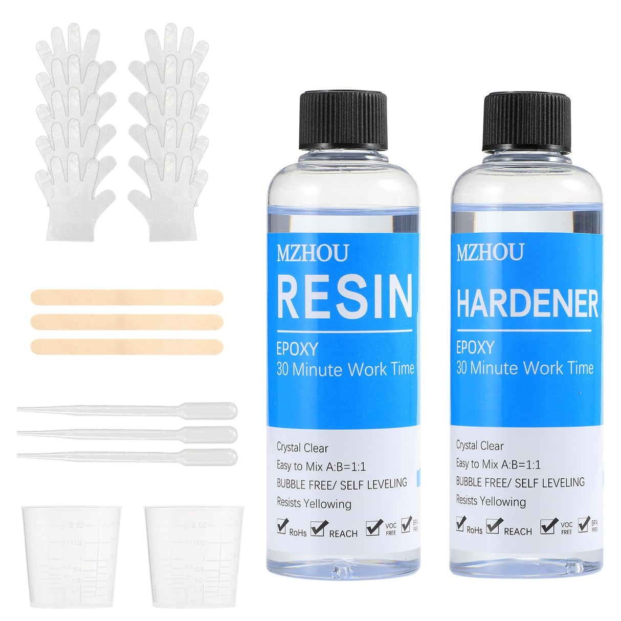 Epoxy Resin Kit, 8.45oz Hardener x1 and 8.45oz Epoxy Resin x1, Fast Curing Art Resin, Heat Resistant Resina Epoxica, Easy to Mix 1:1 Coating and Pouring Resins for Table Tops, Molds, Crafts,DIY MZHOU