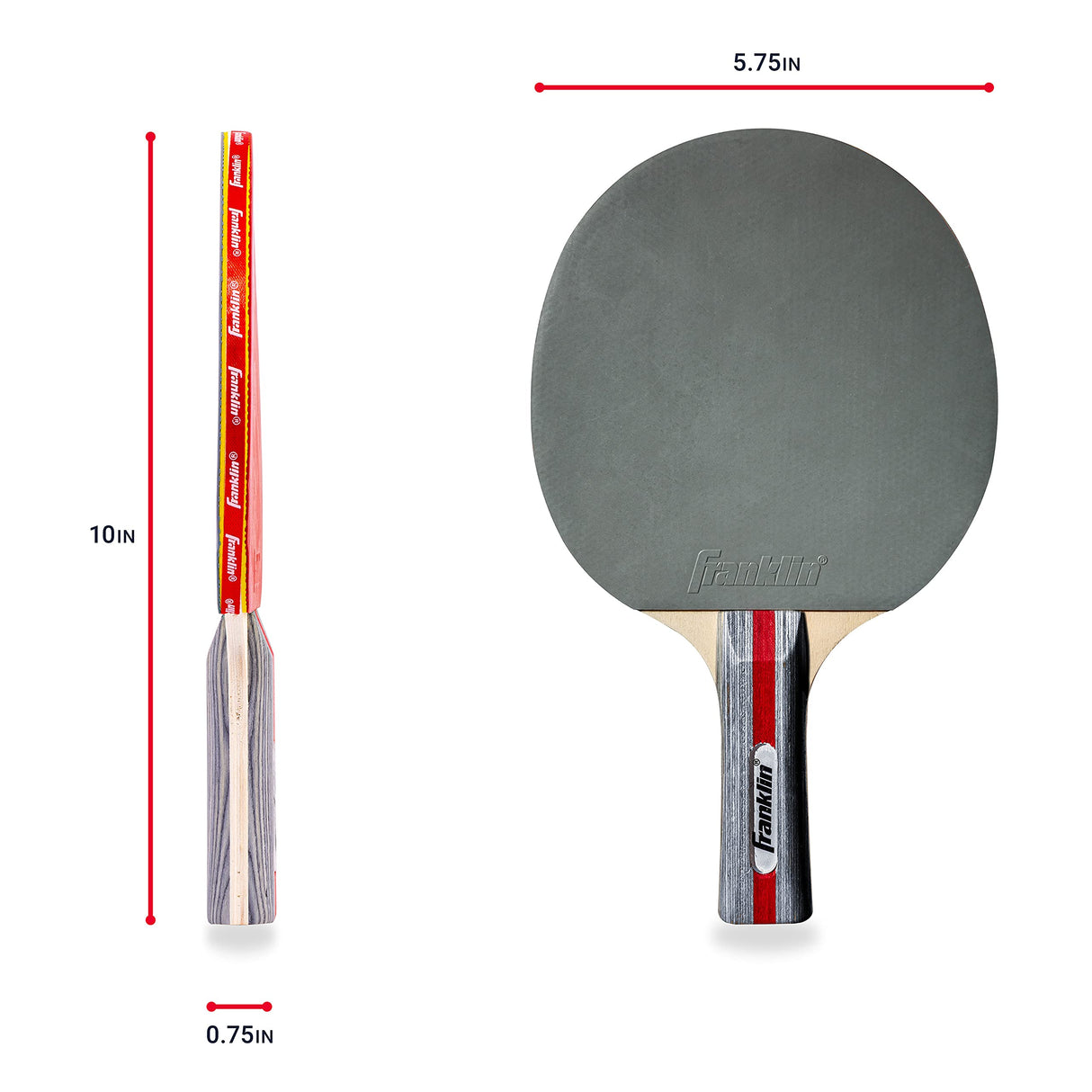 Franklin Sports Ping Pong Paddle - Performance Table Tennis Racket - Wooden Pro Style Paddle with Rubber Surface - Red + Gray Franklin Sports