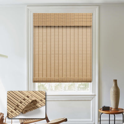 HIDODO Cordless Bamboo Roman Shades, Light Filtering Bamboo Blinds Shades for Indoor Windows, UV Protection Roll Up Blinds for Home, Office, 26" W x 64" H, Natural