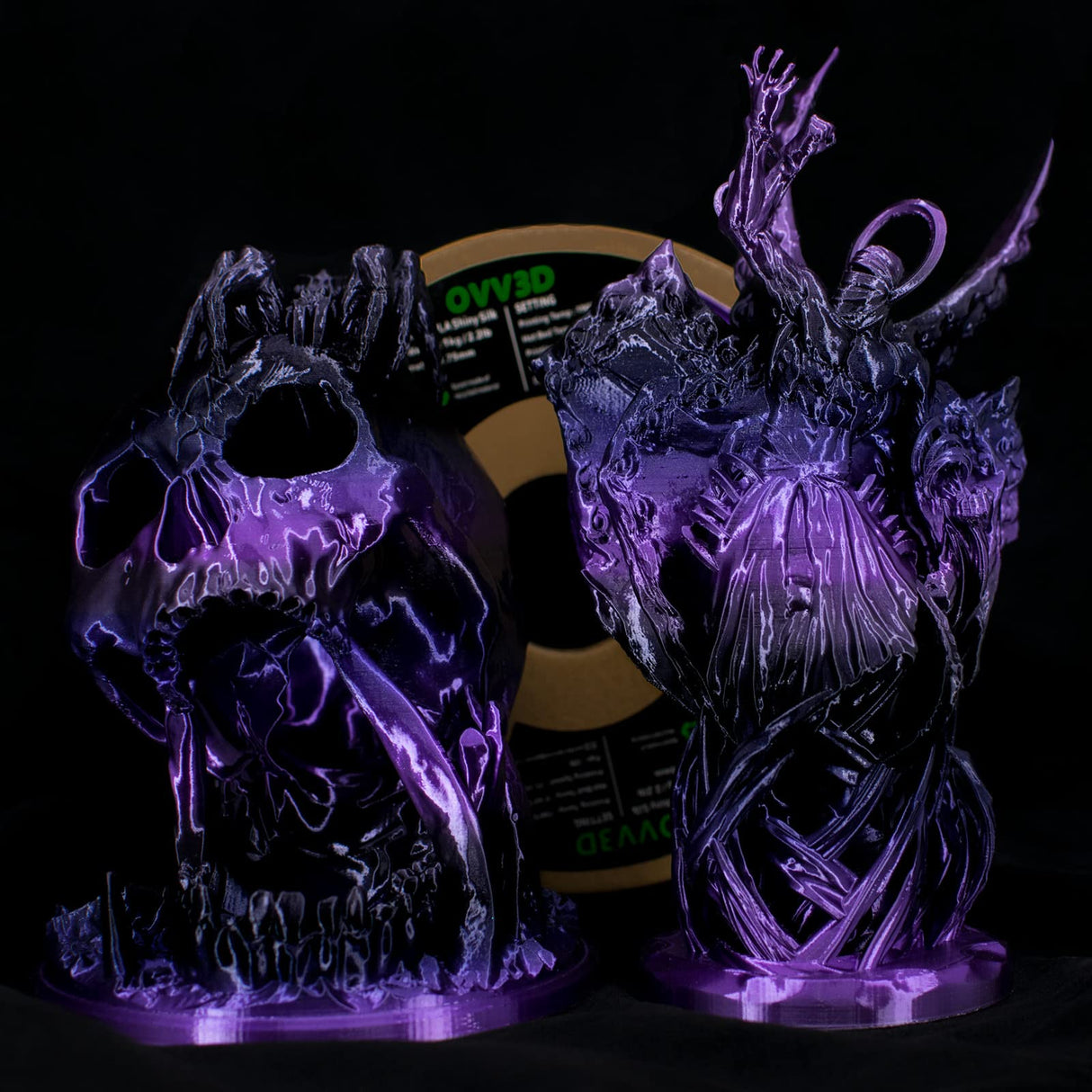 PLA Filament 1.75mm, 3D Printer Filament Silk Black Purple Color Changing, Silk PLA Filament, 3D Printing Filament 1.75 +/-0.02mm, 1kg OVVNYXE