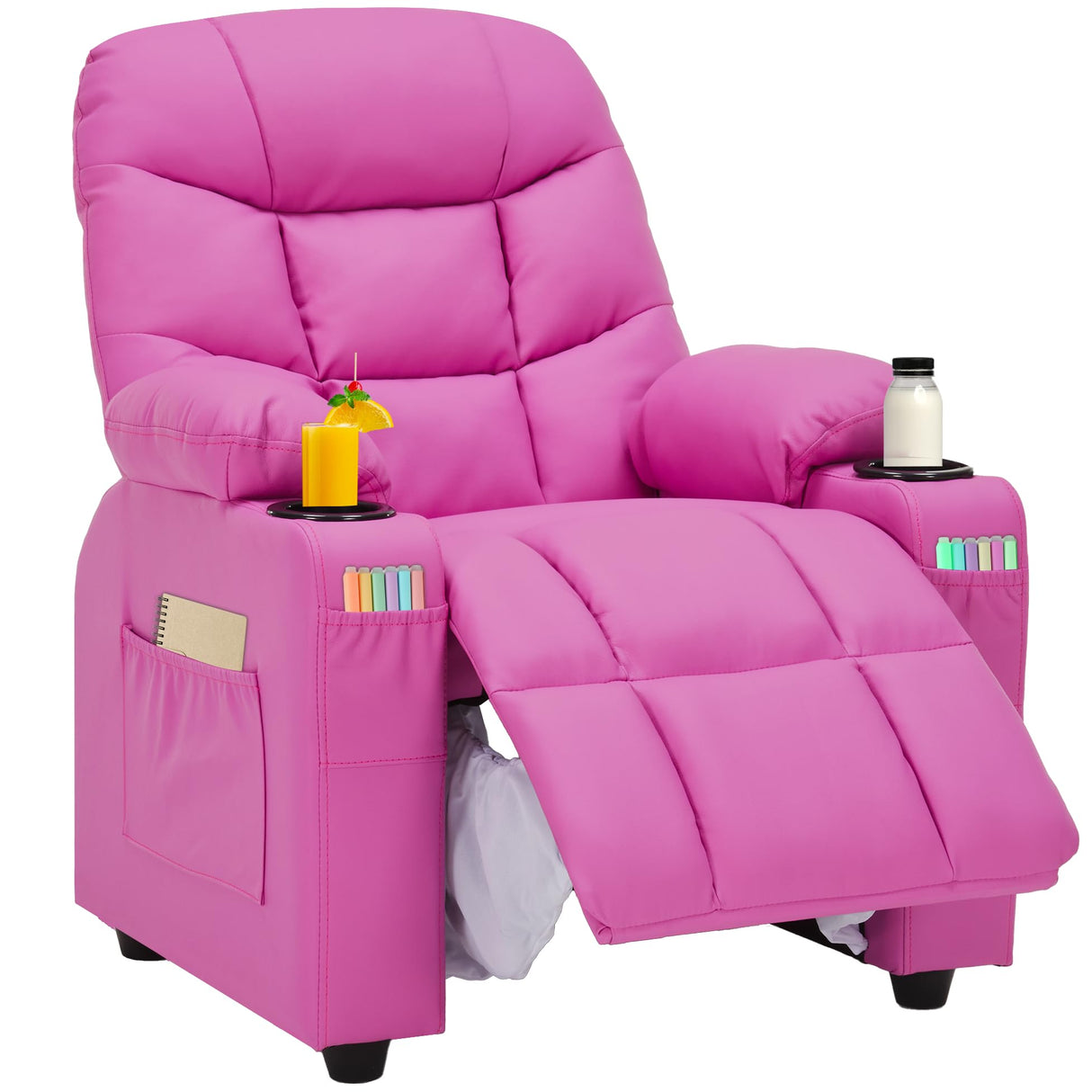 SNUGWAY Marshmallow Larger Kids Reclining Chair Leather Recliner Sofa Children Ages 3-12 SNUGWAY