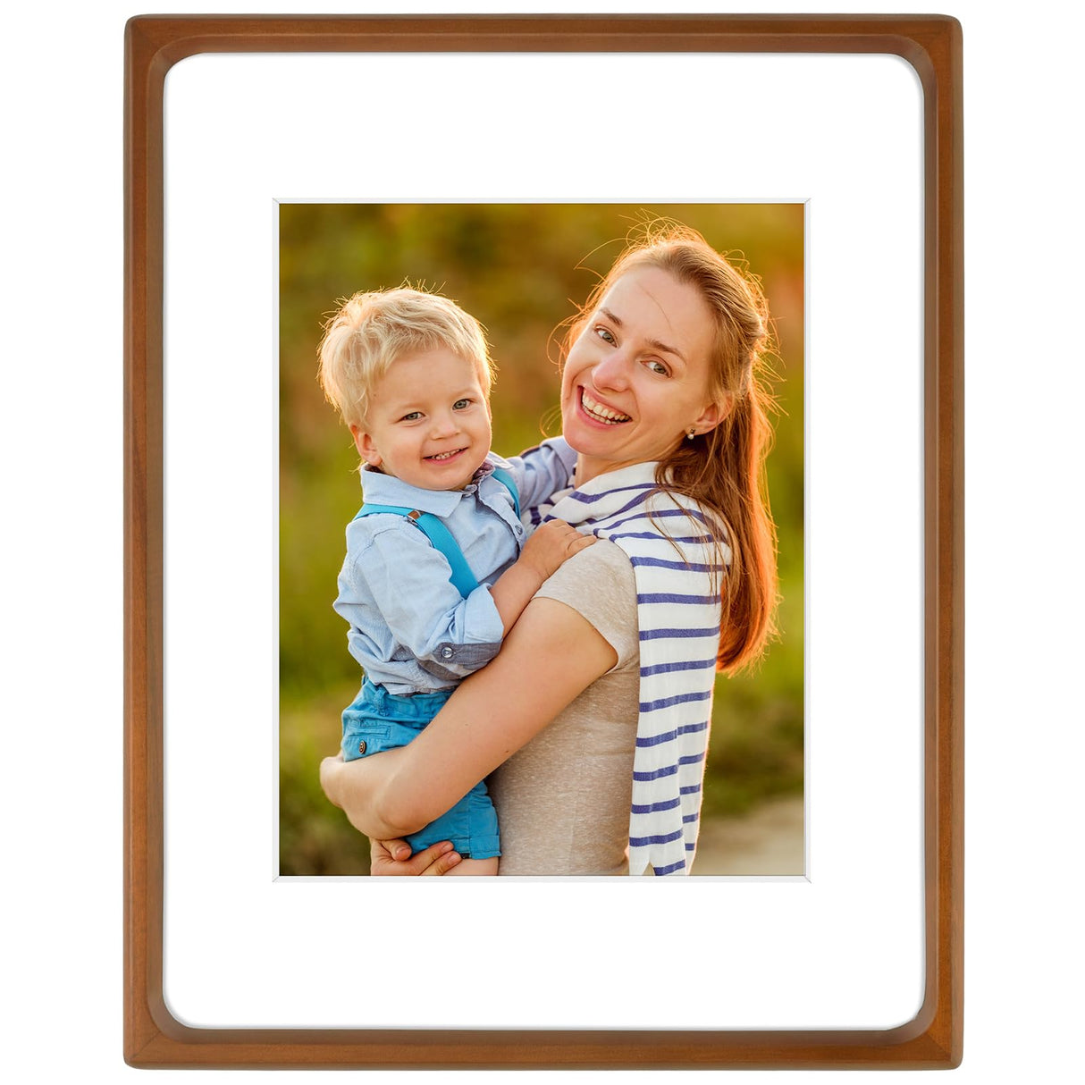 Golden State Art 11x14 Picture Frames - Walnut Solid Wood with Glass, Rounded Corner 11 x 14 Picture Frame Matted to 8x10 Photos - Wall Decor Display Golden State Art
