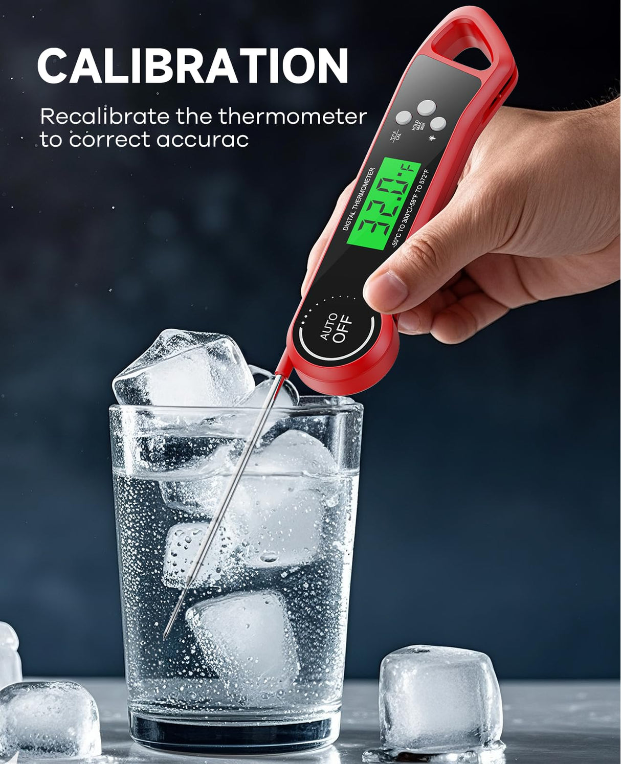 SILVLF Meat Thermometer Digital, Instant Read Thermometer with Backlight, Calibration & Hold Function, Waterproof Food Thermometer for Kitchen and Outside, BBQ, Turkey, Candy, Liquids, Beef (red) SILVLF