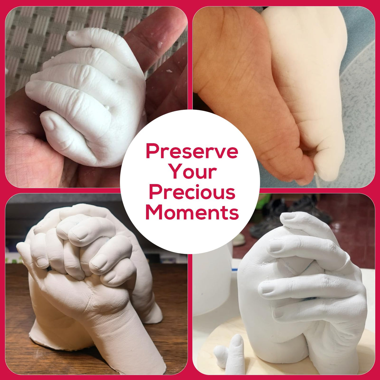 Falling in Art Hand Casting Kit Couples - Keepsake Plaster Hand Mold Kit for Family, Kids, Adults with Large Bucket, Gloves, Powder Materials, Color Paints, Wooden Base Falling in Art