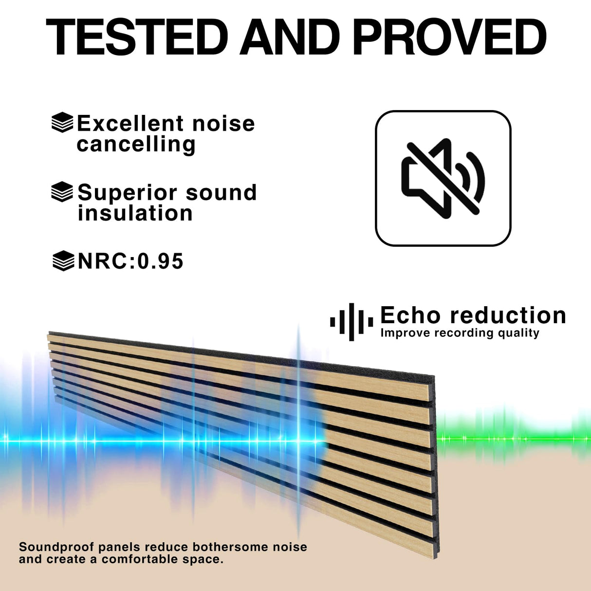 Wood Wall Panels, 2-Pack 94.5" x 12.6" Soundproof Wall Panels, Wood Slat Wall Panels for Wall Decor, Natural Oak AEVDOY
