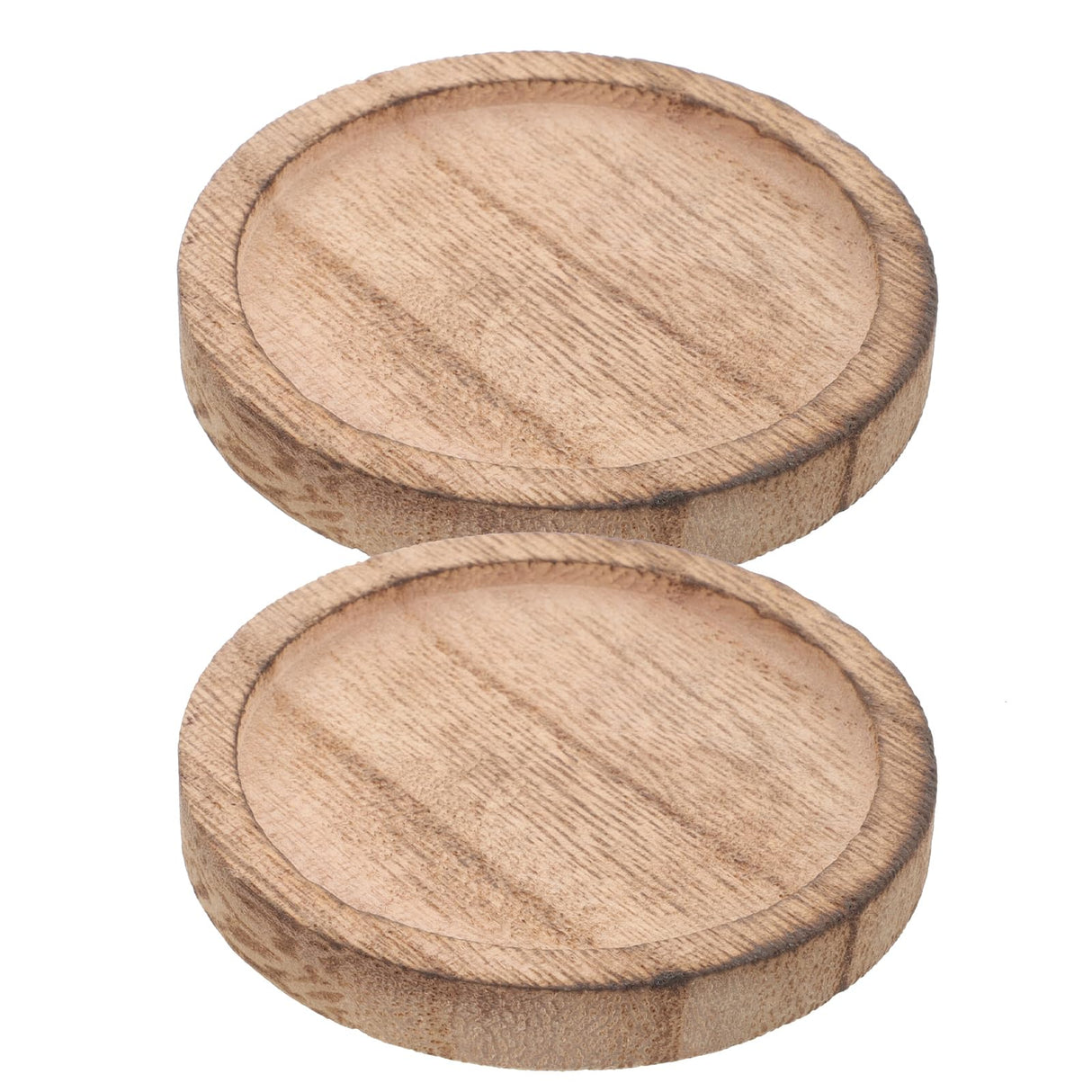 OSALADI 2pcs Rustic Wooden Candle Holder Farmhouse Tealight Candle Plate Pillar Candle Tray Coffee Table Centerpieces Plant Saucer Succulent Pot Wood Discs OSALADI