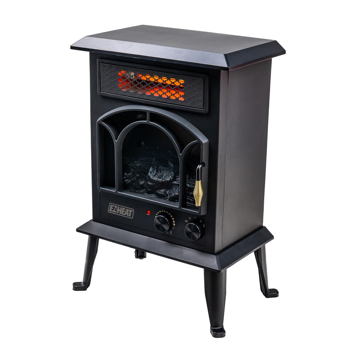 EZ-HEAT Electric Fireplace Space Heater with Flame Effect, Adjustable Thermostat, Dual Heat Settings, and Overheat Protection, MT1288 EZ-HEAT