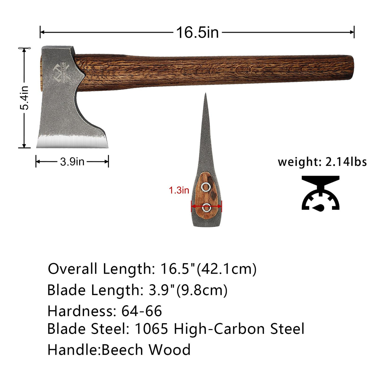 THRWCLUB Competition Throwing Axe, 2 Pack 16.5" Throwing Axes with 1065 High Carbon Steel & Wooden Handle, Perfect for Axe Throwing Game, Competition and Recreation, Gift for Men THRWCLUB