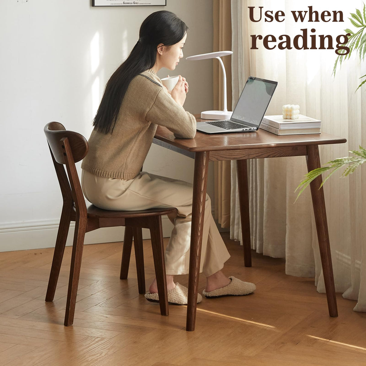 Vadisun Dining Chairs, Kitchen Chairs, 100% Pure Solid Wood Modern Chair with Curved Backrest Kitchen & Dining Room Chairs Modern Chair for Living Room,Dining Room (4, Walnut) Vadisun