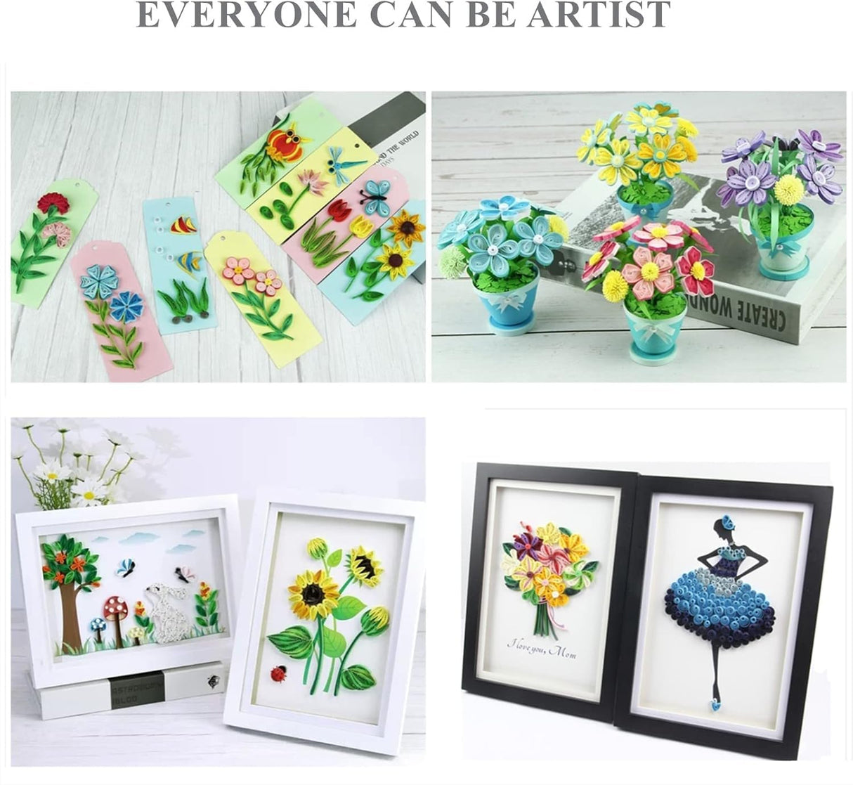 YURROAD Quilling Paper Set for Beginners with 36 Colors 900 Strips 3MM Quilling Papers Quilling Template Board Quilling Comb Quilling Curling Coach Quilling Slotted Pen YURROAD