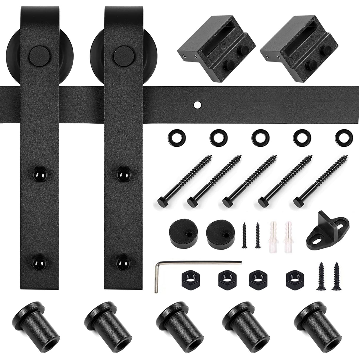 U-MAX 6.6 FT Sliding Barn Wood Door Basic Sliding Track Hardware Kit (Basic "J") U-MAX