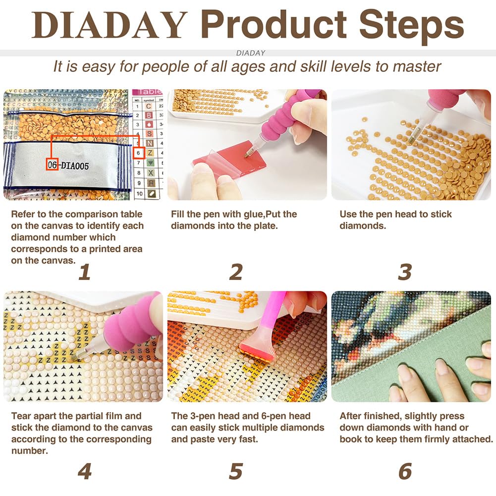 DIADAY 5D Diamond Painting Kits Stained Glass Ladybug Diamond Art Kits for Adults Beginners, DIY Craft Full Drill Round Gem Diamond Dots Art Home Wall Decor Gift 12 x 12 Inches DIADAY