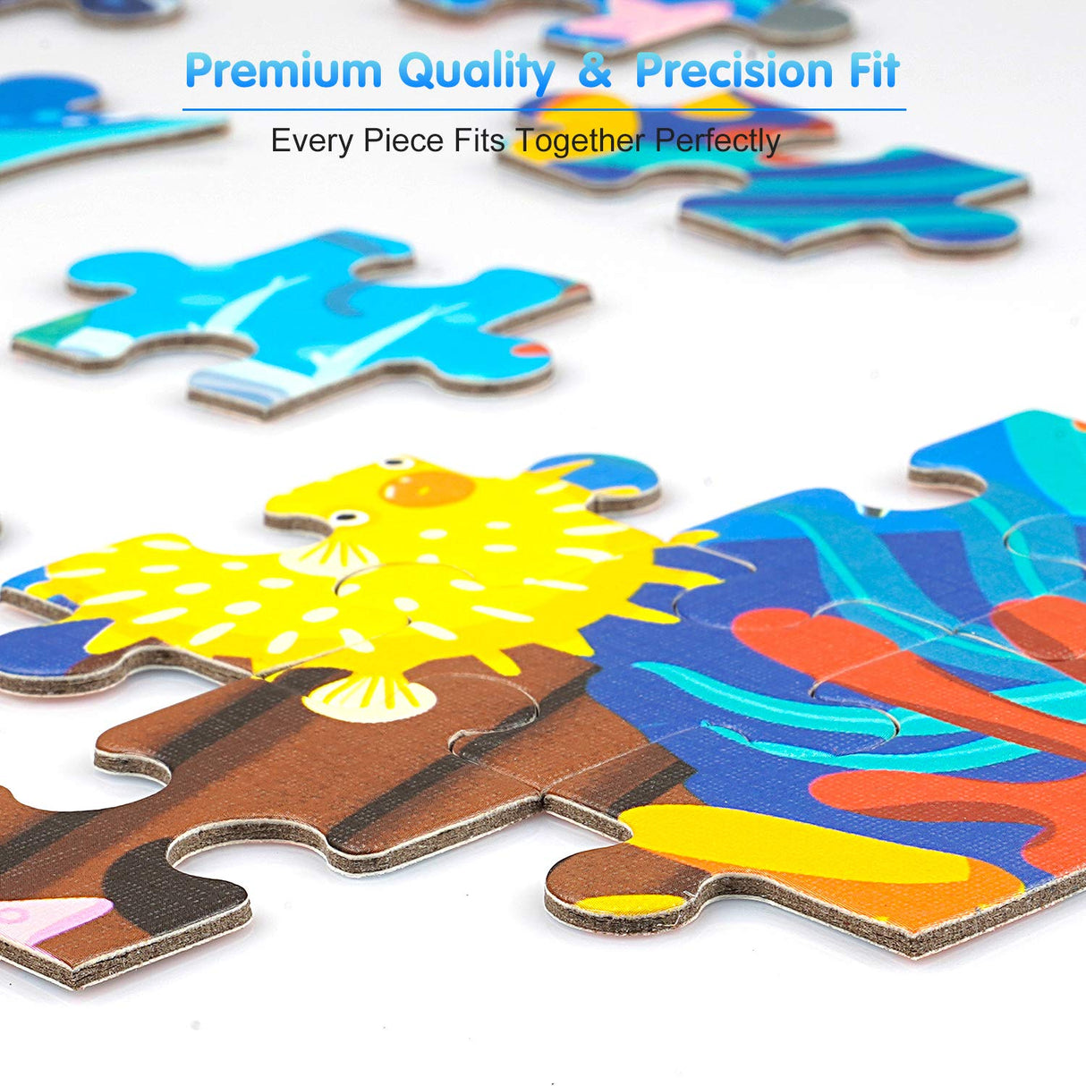 Jigsaw Puzzles for Kids Ages 4-8, 108 Pieces Whale Shaped Cardboard Puzzles for Animal Lovers, Sturdy Floor Puzzles Box and Poster, Educational Toys Gift for Boys Girls, 23.38 x 14.72 Inch AivaToba