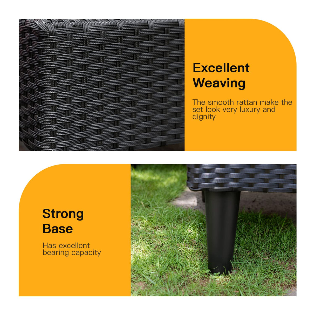 FDW Patio Furniture Sets 5 Pieces Outdoor Wicker Conversation Set Sectional Sofa Rattan Chair for Outdoor Backyard Porch Poolside Balcony Garden Furniture with Coffee Table,Red Cushion FDW