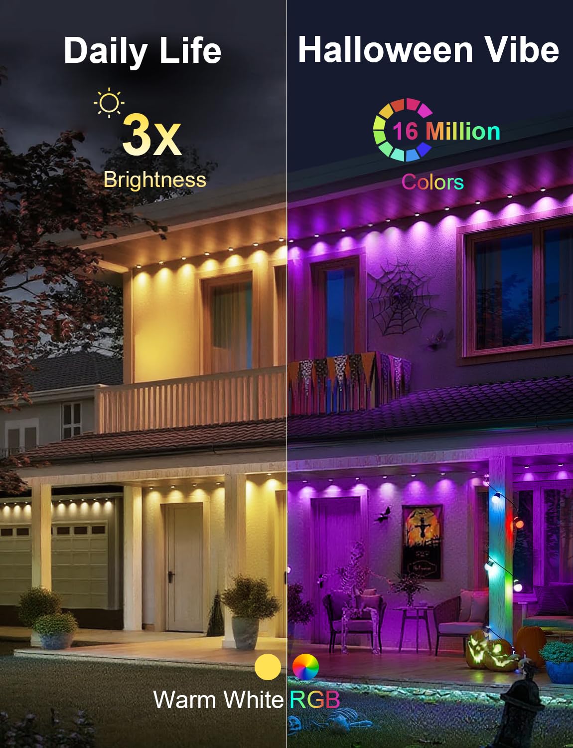 Nexillumi 400ft Permanent Outdoor Lights for House, 2025 New Smart RGB Christmas Lights Outdoor with APP Remote Control, IP67 Waterproof Eternity Eaves Lighting for Halloween Christmas Decorations Nexillumi