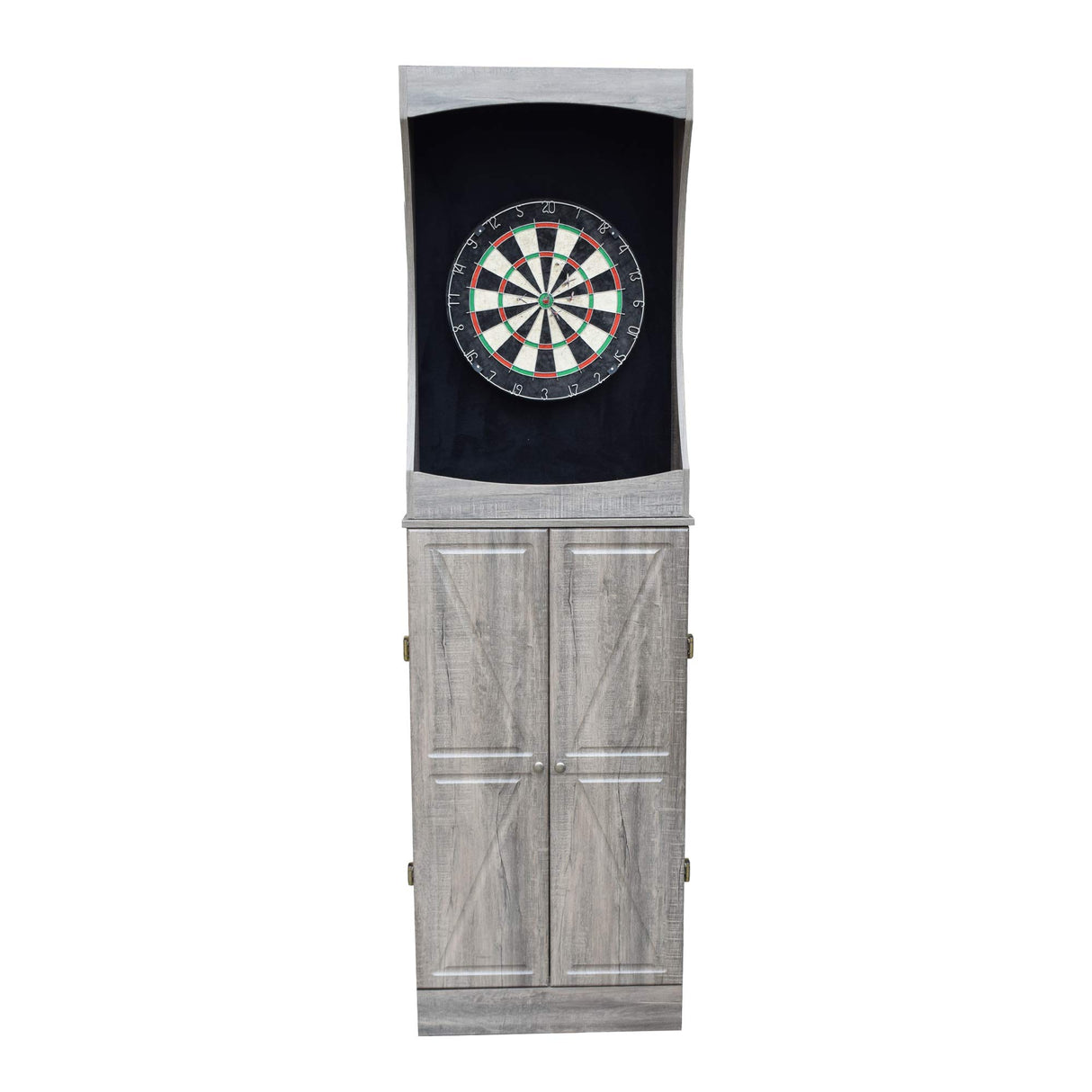 Hathaway Westwood Free-Standing Set-Includes 18, Steel-Tip Darts-Perfect for Family Game Rooms, Basements, Home Bars Dartboard Cabinet, Driftwood Hathaway