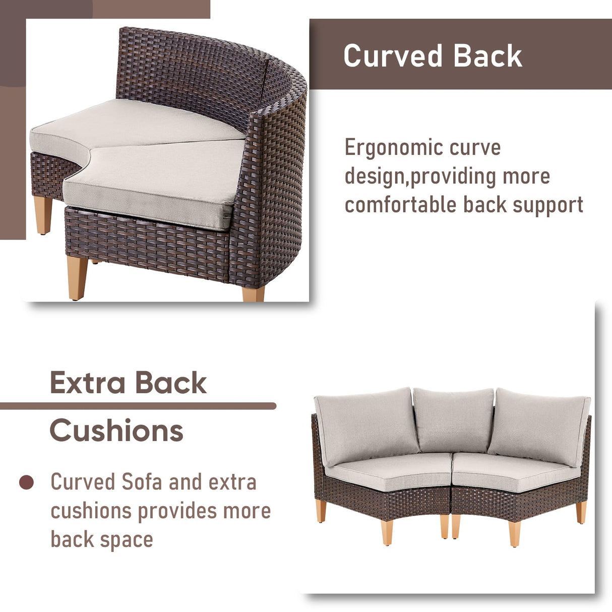 HUMMUH 12 Pieces Patio Furniture Set,Outdoor Half-Moon Sectional Couches Swivel Patio Chairs with Ottomans,All Weather PE Wicker Patio Conversation Sets for Garden Porch Backyard HUMMUH