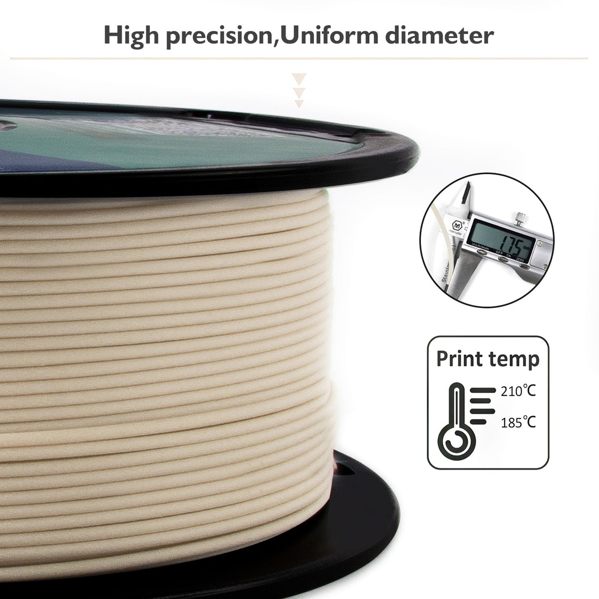 GIANTARM Wood Filament PLA,Wood PLA 3D Printer Filament,1.75mm Dimensional Accuracy +/-0.03mm,for Most 3D FDM Printer,1080 Feet per Roll,(Wood Poplar) GIANTARM
