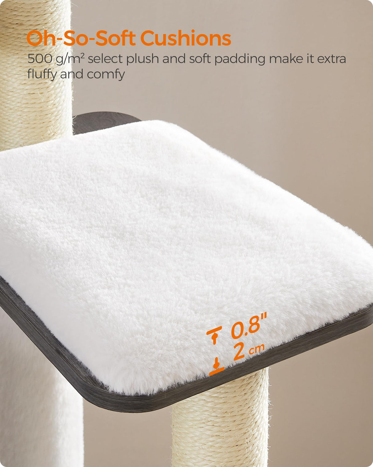 Feandrea WoodyWonders Cat Tree, 65-Inch Modern Cat Tower for Indoor Cats, Multi-Level Cat Condo with 5 Scratching Posts, Perch, Washable Removable Cushions, Cat Furniture, Misty Gray UPCT166G03 Feandrea