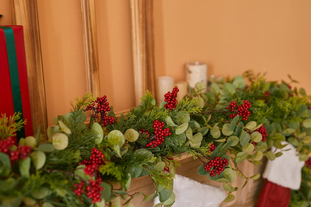 6.3FT Christmas 144 Branch Tips Cedar Garlands, Anna's Whimsy Seasonal Artificial Pine Cypress Greenery Garland, Christmas Decorations Holiday Indoor Outdoor Christmas Decor Winter Pine Garland Anna's Whimsy