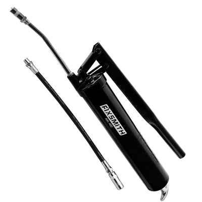 FIXSMITH Professional Lever Action Grease Gun- Heavy Duty Construction-10,000 PSI Max Pressure,Includes 12" Reinforced Flex Hose & 7" Rigid Extension,2-Way Loading-14 oz.Cartridge & Bulk Fill.