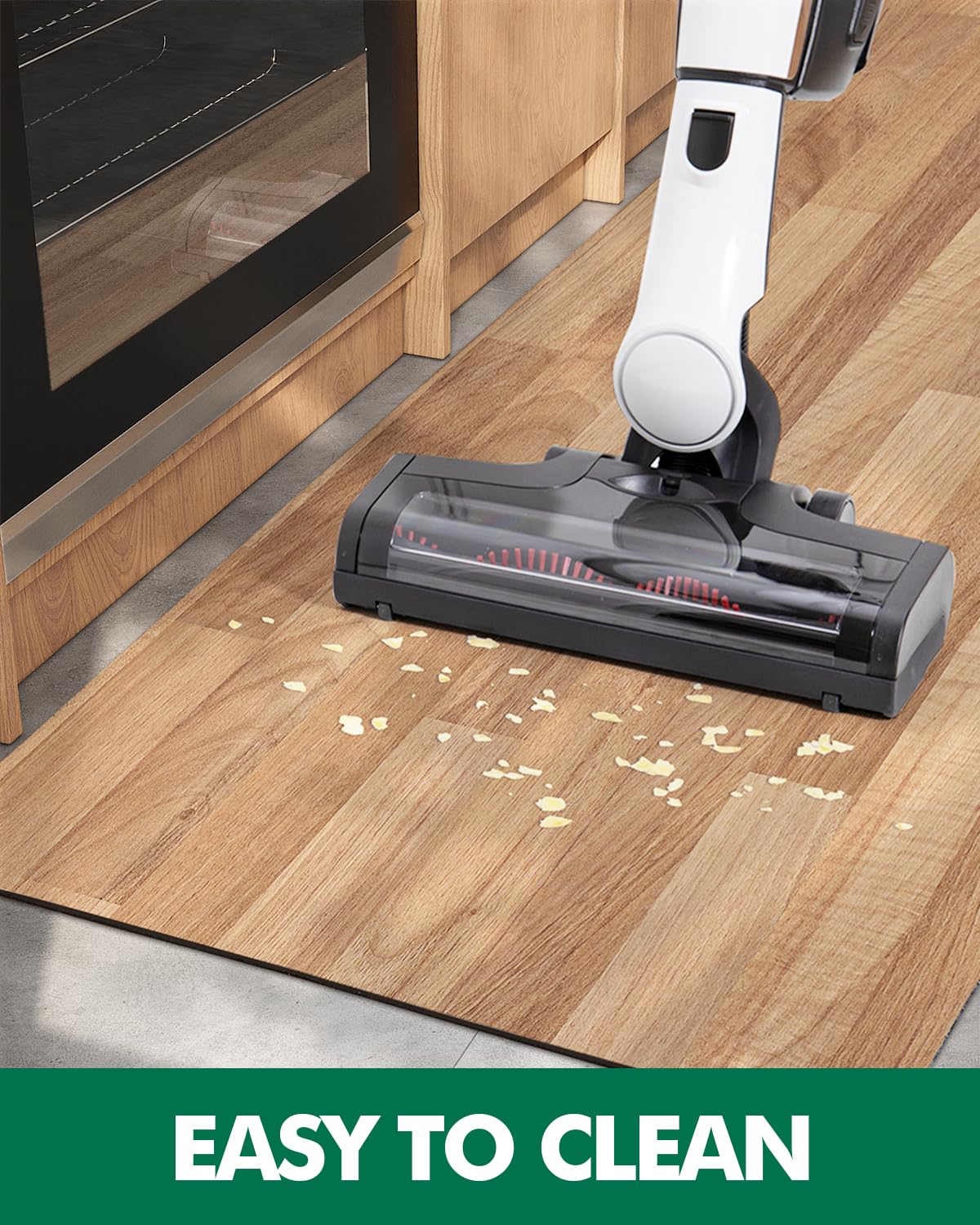 LUMI Wood Grain Kitchen Mat - Teak-Like, Non-Slip, Quick-Dry, Washable, Waterproof, Low-Profile Standing Rug for Kitchen, Home, and Office, 23.5"x15.5" LUMI