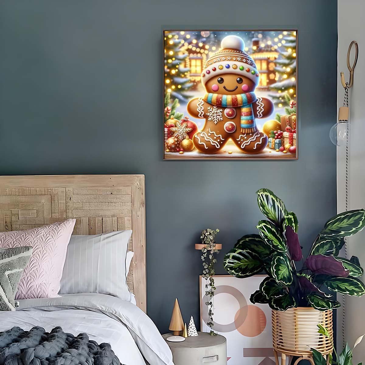 Winter Diamond Painting Kits for Adults,5D Diamond Art Painting Kits for Christmas Gingerbread Man, DIY Full Round Drill Diamond Diamonds Gem Art and Crafts Home Decor 13.8 x 13.8Inch GEMFAMILY