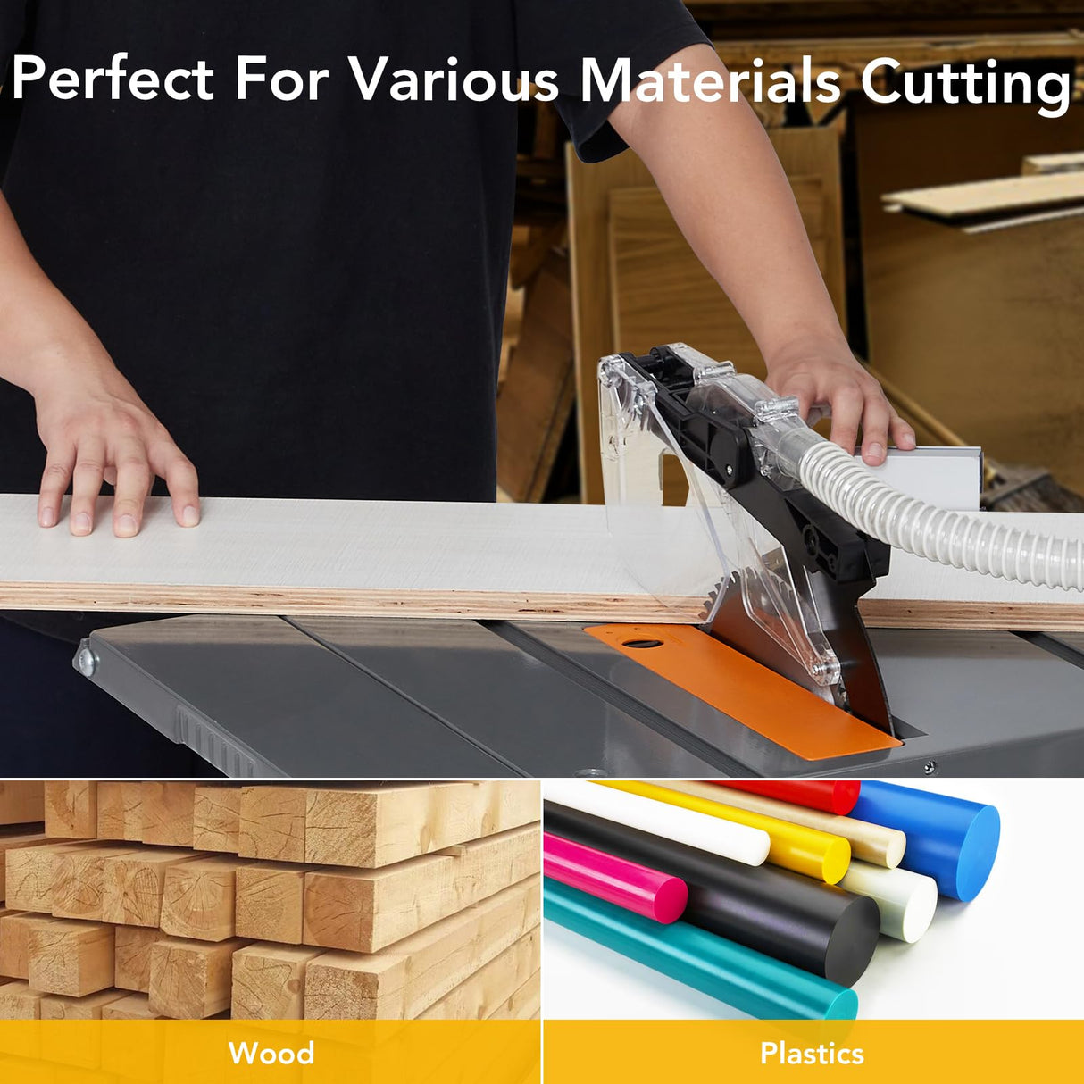 Table Saw for Jobsite, 98.5% Vacuuming Rate Dustless Table Saw 8.5 inch, 5000RPM Cutting Speed, TCT Blade, 2000W, 15A Portable Compact Tablesaw for DIY Woodworking and Furniture Making TROPOW