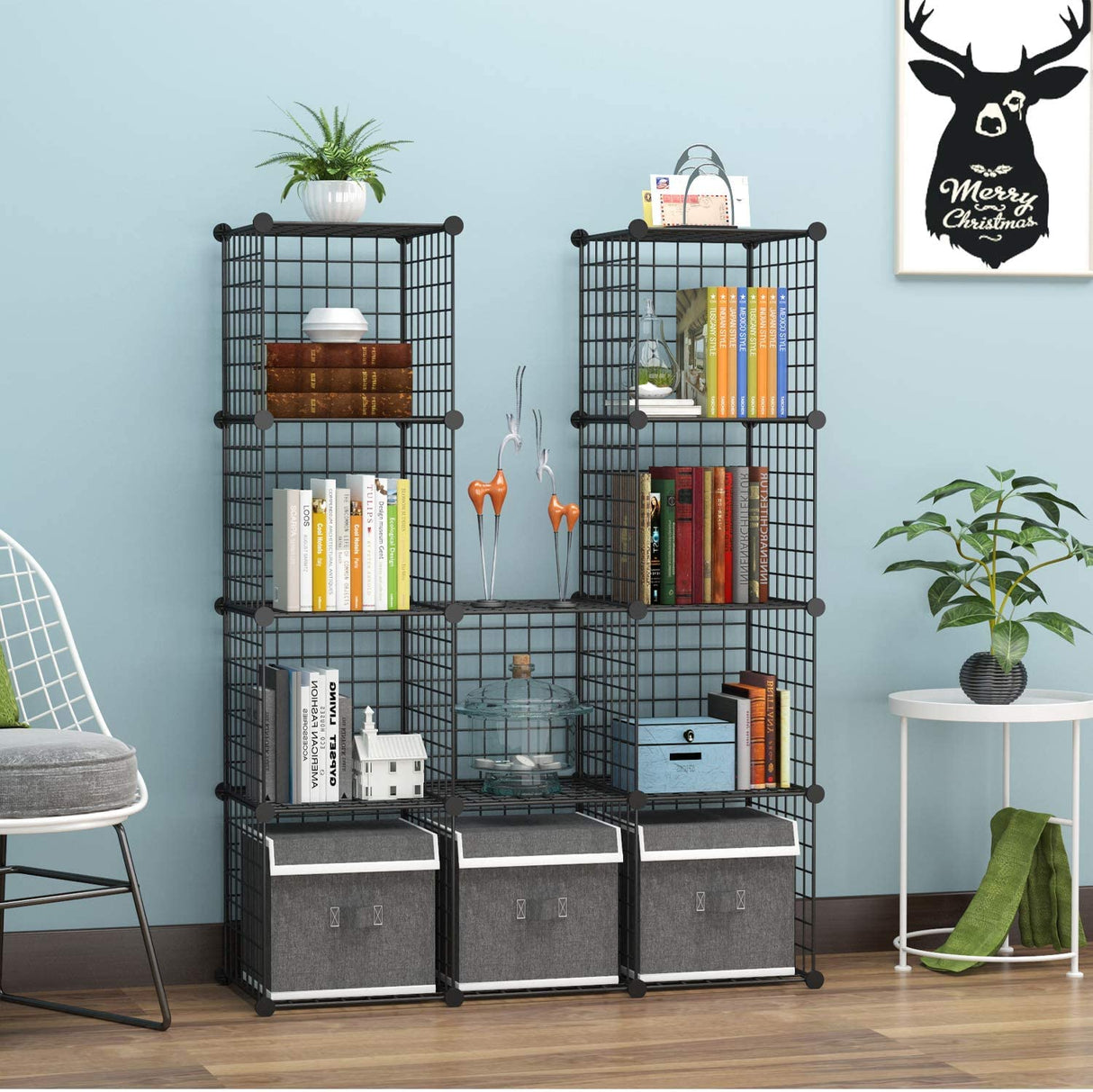 C&AHOME Wire Cube Storage, 12-Cube Storage Organizer Metal, C Grids Storage Bins Shelving, Modular Bookshelf Shelf, Closet Cabinet Ideal for Bedroom, Office 36.6”L x 12.4”W 48.4”H Black C&AHOME