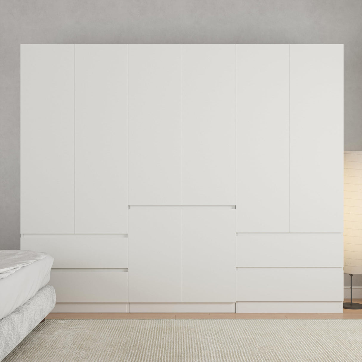 Bobve 78.74'' Armoire Wardrobe Closet with 2 Doors and 2 Drawers, Bedroom Armoire with Hanging Rod, Freestanding Wooden Closet Storage Cabinet, White Bobve