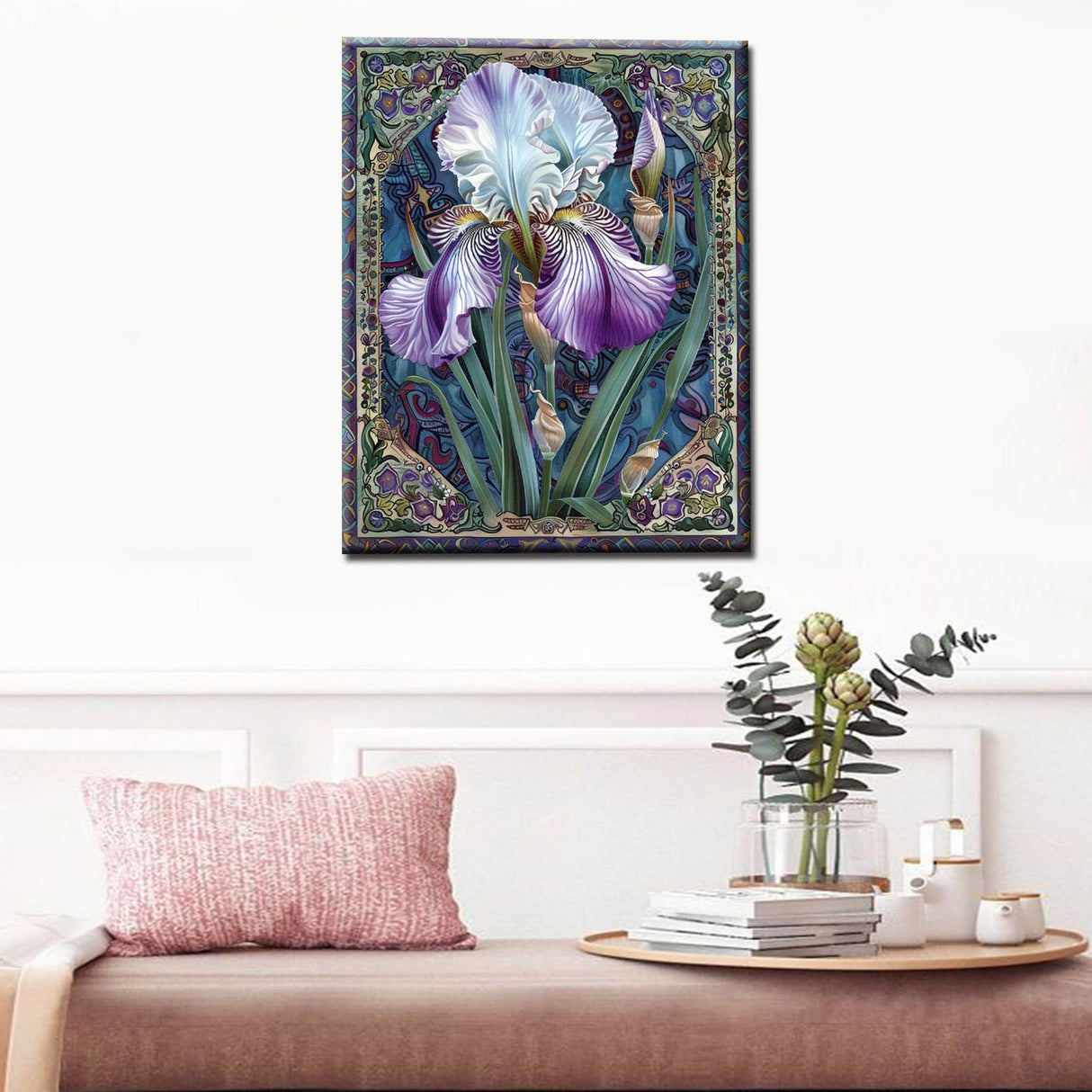 Tucocoo Christal White Iris Paint by Numbers Kit for Adult Beginner Purple Floral Patrern Paint by Numbers Flower Canvas Acrylic Paint Funny Home and Room Decor 16x20 Inch (No Frame) Tucocoo