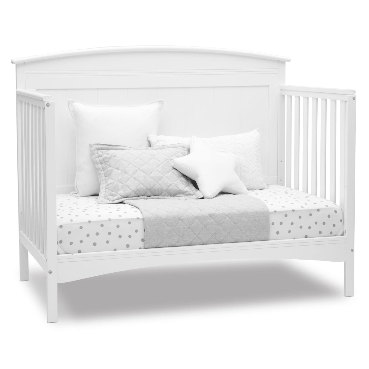 Delta Children Archer Solid Panel 4-in-1 Convertible Baby Crib - Greenguard Gold Certified, Bianca White Delta Children