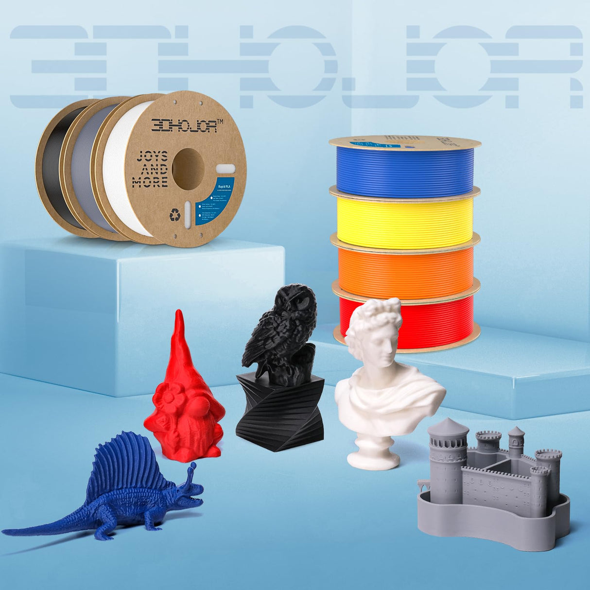 3DHoJor High Speed Printer Filament 1.75mm 1kg Cardboard Spool (2.2lbs) Rapid PLA to 5X Faster Printing Filament Dimensional Accuracy +/- 0.02 mm Fits for Most FDM 3D Printer-Blue 3DHoJor