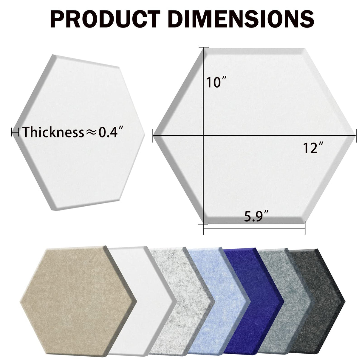 SHJADE Acoustic Panels Hexagon Self-Adhesive, 12 Pack Soundproof Wall Padding, 12" X 10" X 0.4" Absorption Panel Used in Home and Offices(Grey) SHJADE