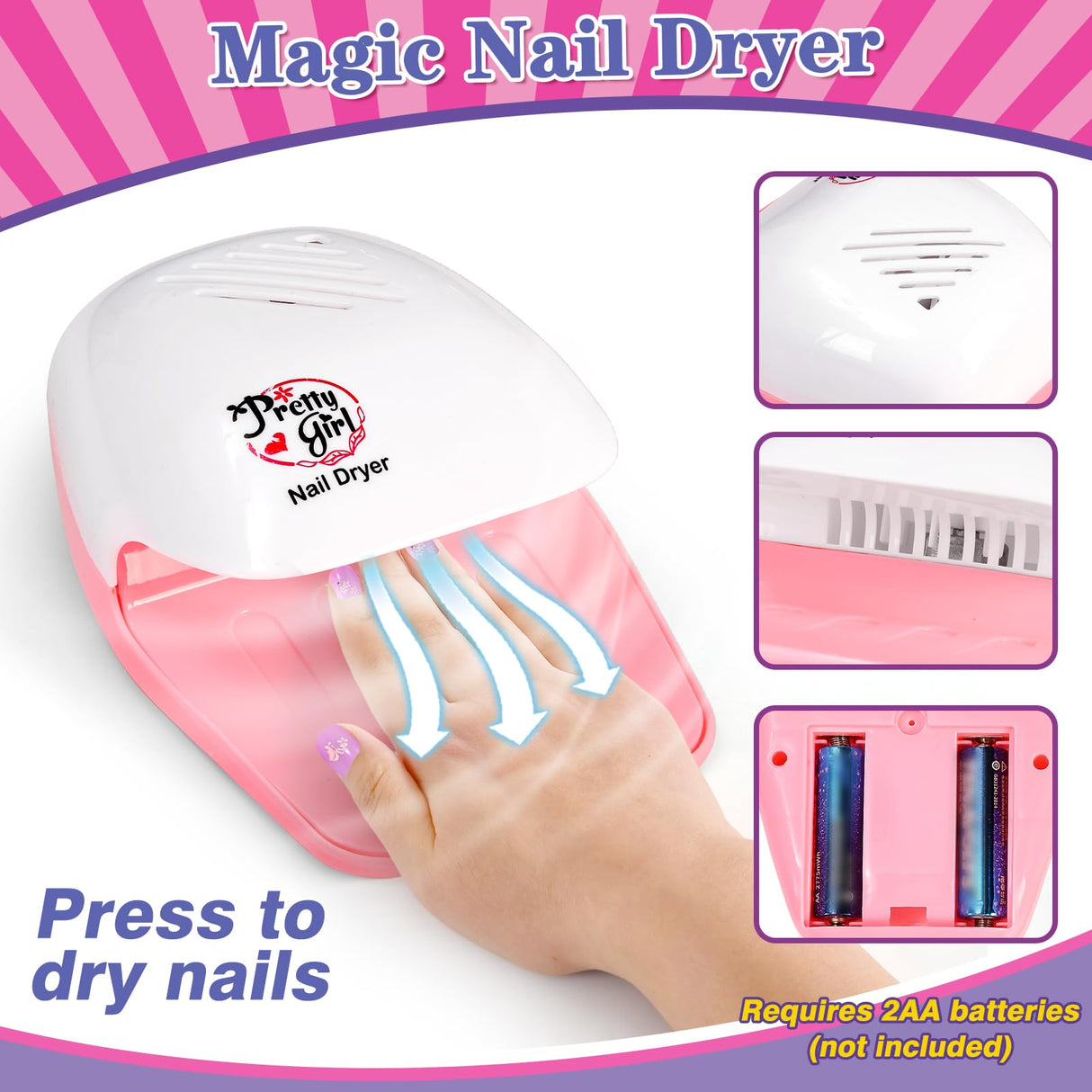 B Bascolor Kids Foot Spa & Nail Kit Set, Kids Spa Day Kit for Girls, Massage Foot Soak Tub and Nail Dryer, Manicure Pedicure Art Salon Girl Gift for 5-12, Christmas Birthday Gifts B Bascolor