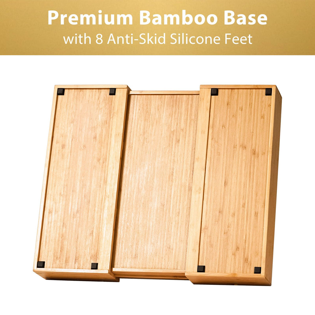 Umilife Large Expandable Kitchen Siverware Utensils Drawer Organizer, 2.5" Extra High Adjustable Drawer Divider with Curved Grooves, Bamboo Wood Cutlery Tray Flatware Holder Umilife