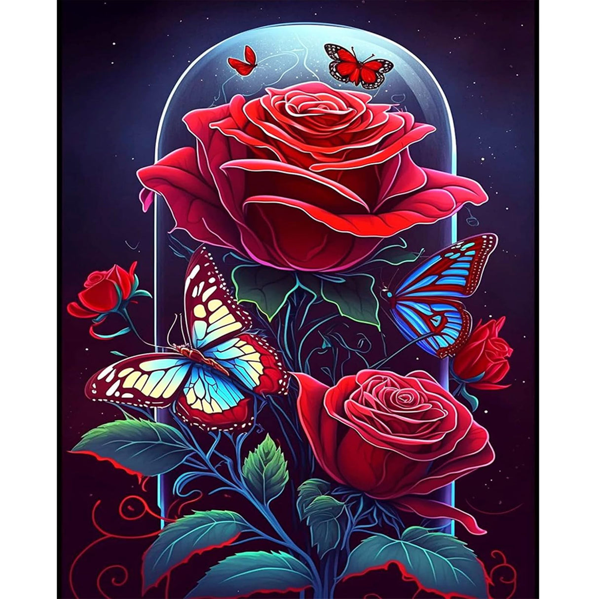 Artunion Red Rose Paint by Numbers for Adults Beginner, Red Flower Paint by Number Kits, DIY Oil Painting Paint by Number Kits on Canvas Arts Craft for Home Wall Decor 16x20 Inch Artunion