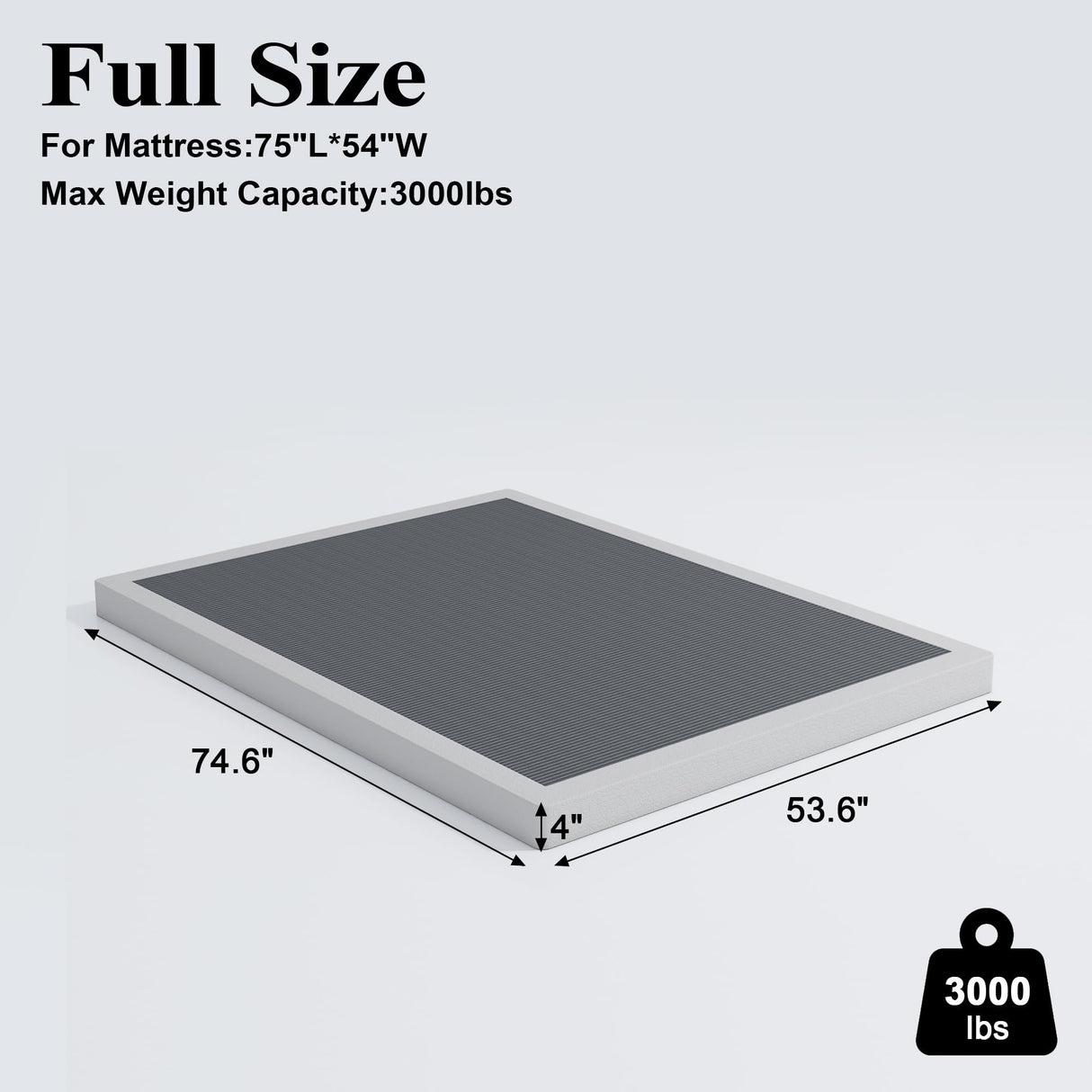 Vehowy 4 Inch Box Spring for Full Bed,Full Size Box Spring Only,Heavy Duty Mattress Foundation,Metal Bed Base,Non-Slip,Easy Assembly Vehowy