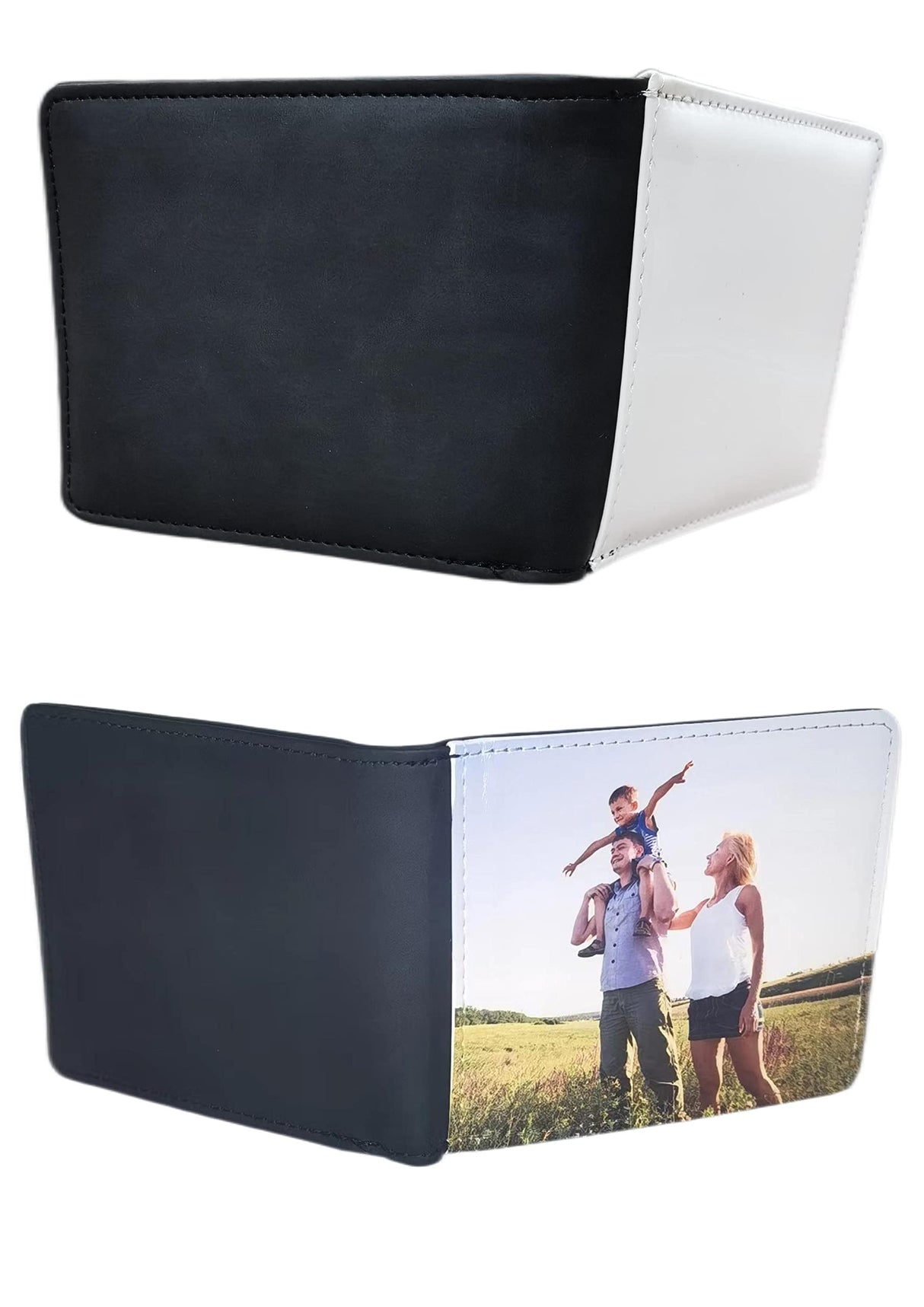 You Kang 2 Pieces Sublimation Wallet Blank DIY Bank Card Holder Two Mezzanine Multifunctional Wallets Diy Craft (Black) You Kang