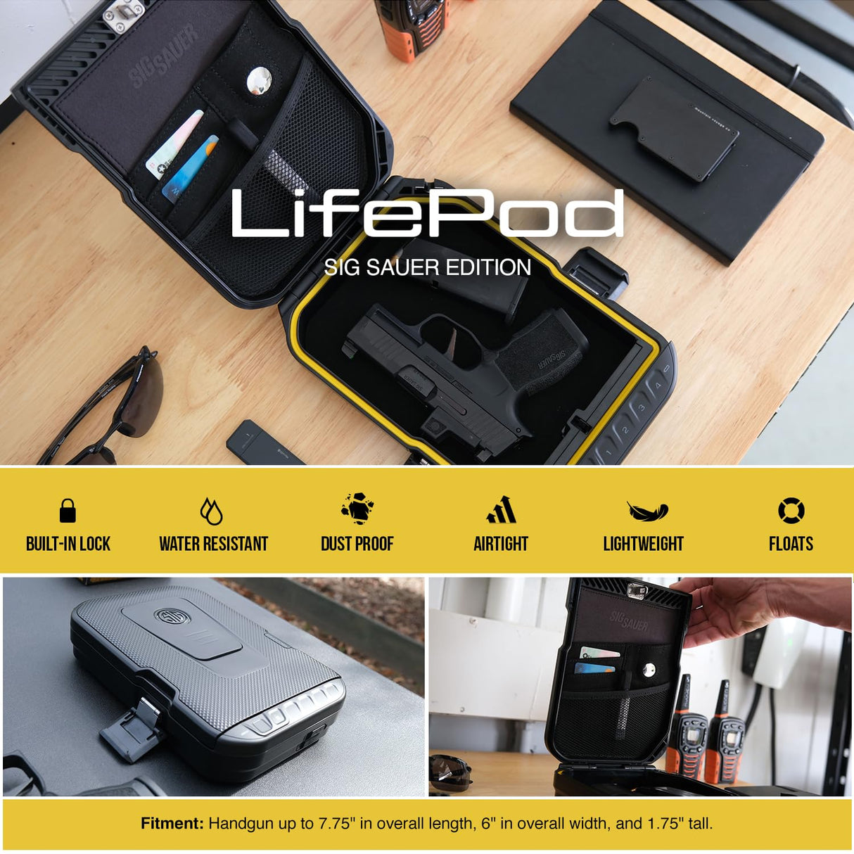 VAULTEK SIG SAUER Edition LifePod Secure Waterproof Travel Case Rugged Electronic Lock Box Travel Organizer Portable Handgun Case with Backlit Keypad (Biometric) VAULTEK