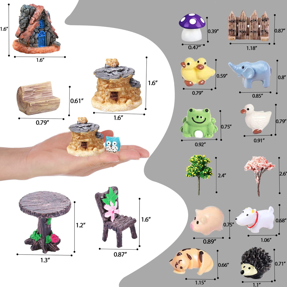 CHAKANLX 108 Pieces Miniatures Fairy Garden Accessories Outdoor, Fairy Garden Kit, Miniature Figurines, Fairy Garden Accessories, DIY Micro Landscape Ornaments for Potted Plant Bonsai Terrarium Decor CHAKANLX