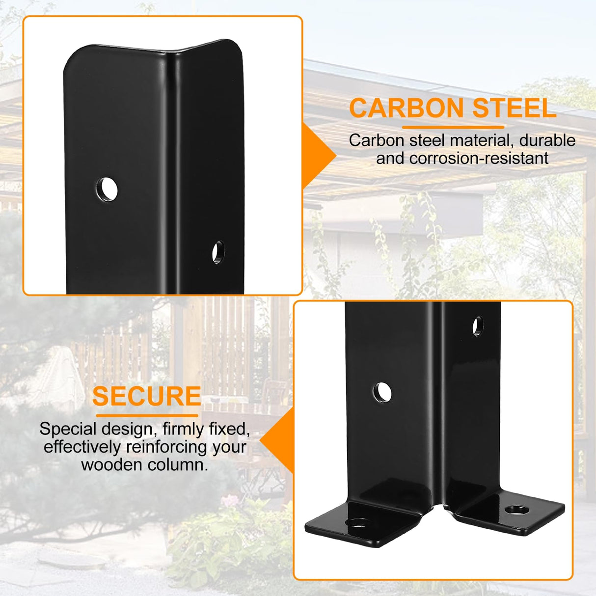 Deck Post Anchor, 4 Pcs Adjustable Post Base Brackets, Heavy Duty Wood Fence Pergola Post Brackets, Reversible Half Column Post Anchor Base Brackets Fit 1.5x1.5,2x2,2x4,4x4 Post, Deck Mailbox(Model B) Xingwenhao