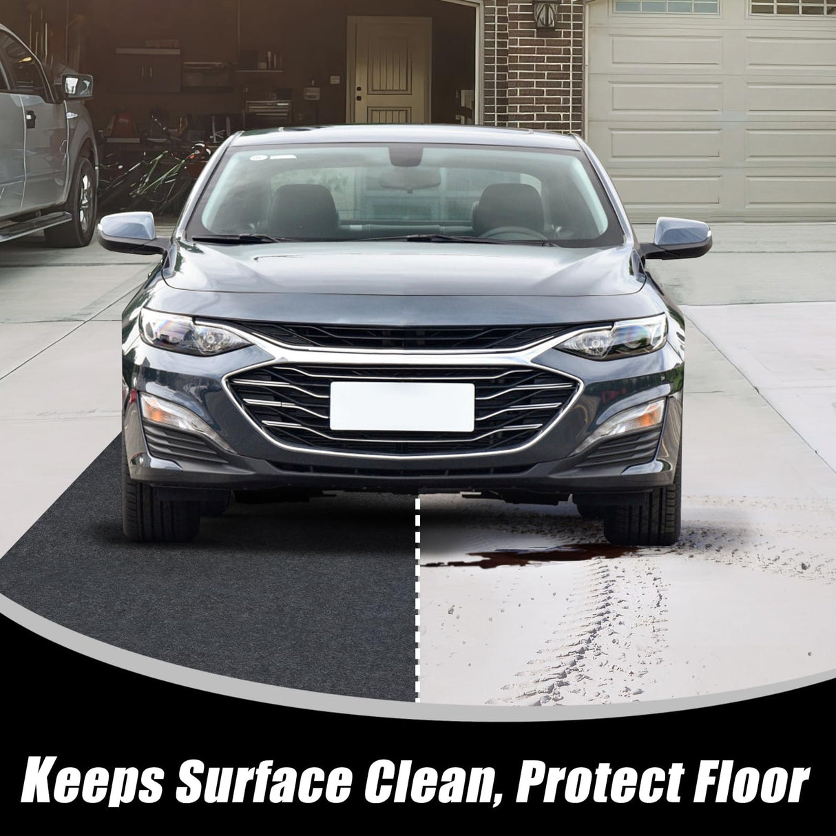 Hbsmat 7'5'' x 17' Garage Floor Mat, Oil Absorbent Pad Under Car, Waterproof, Non-Slip, Durable, Reusable, Washable, Remodeled Garage, Multi-Functional Use, Dark Grey Hbsmat