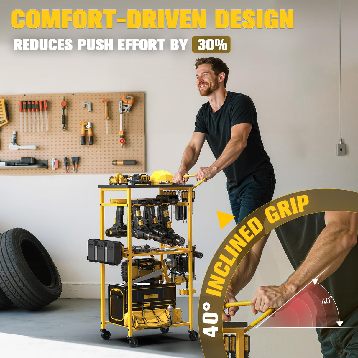 Ferreteriai Power Tool Organizer, Rolling Carts with Wheels, Screw Driver and Drill Organizer with Battery Holder, Tool Organizers and Storage for Garage, Workshop, DIY Use Ferreteriai