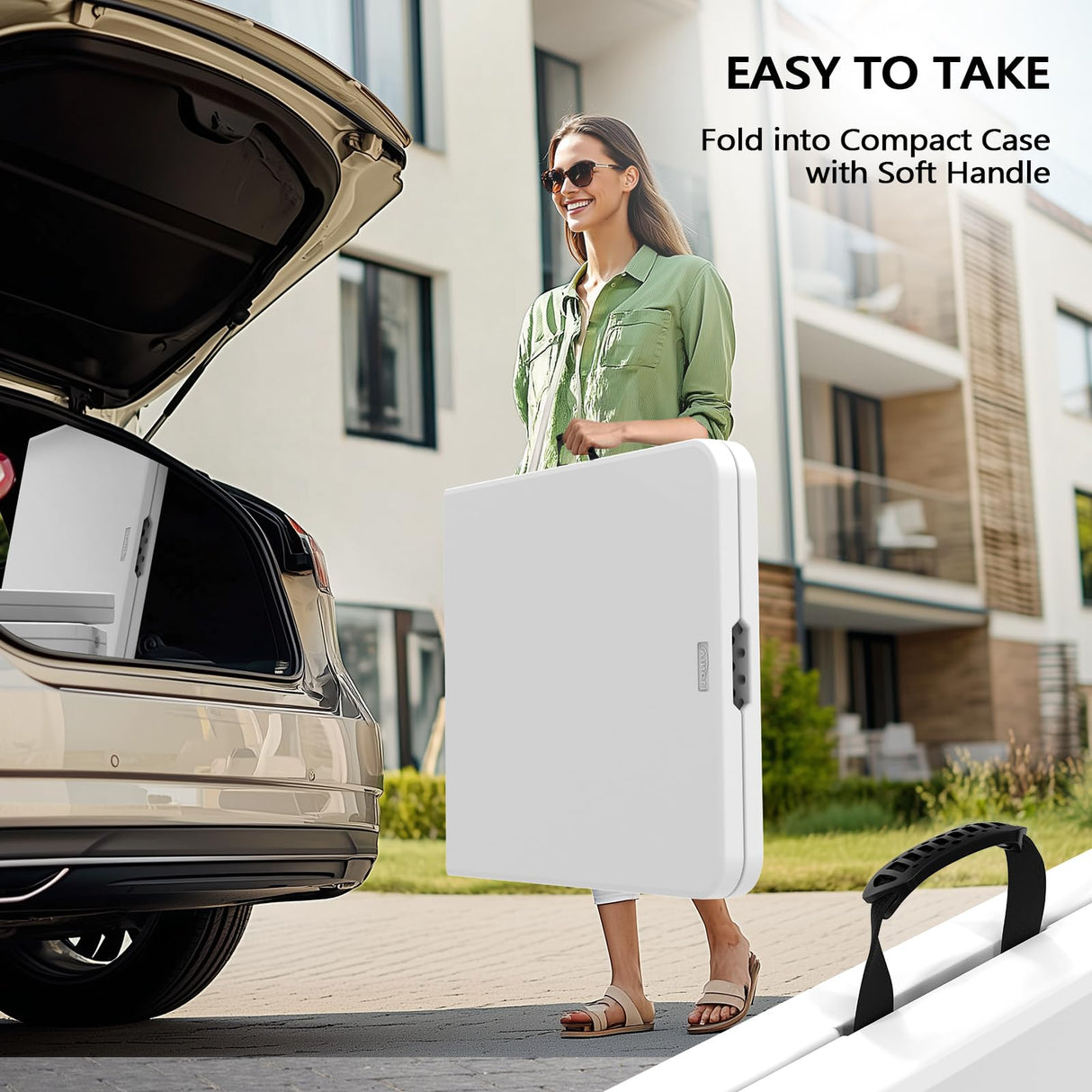 Bonnlo Folding Table 6ft, Portable Collapsible Plastic White Long Tables for Party, Camping, Banquet, Craft, Dining, Wedding, Outdoor and Indoor Use Bonnlo