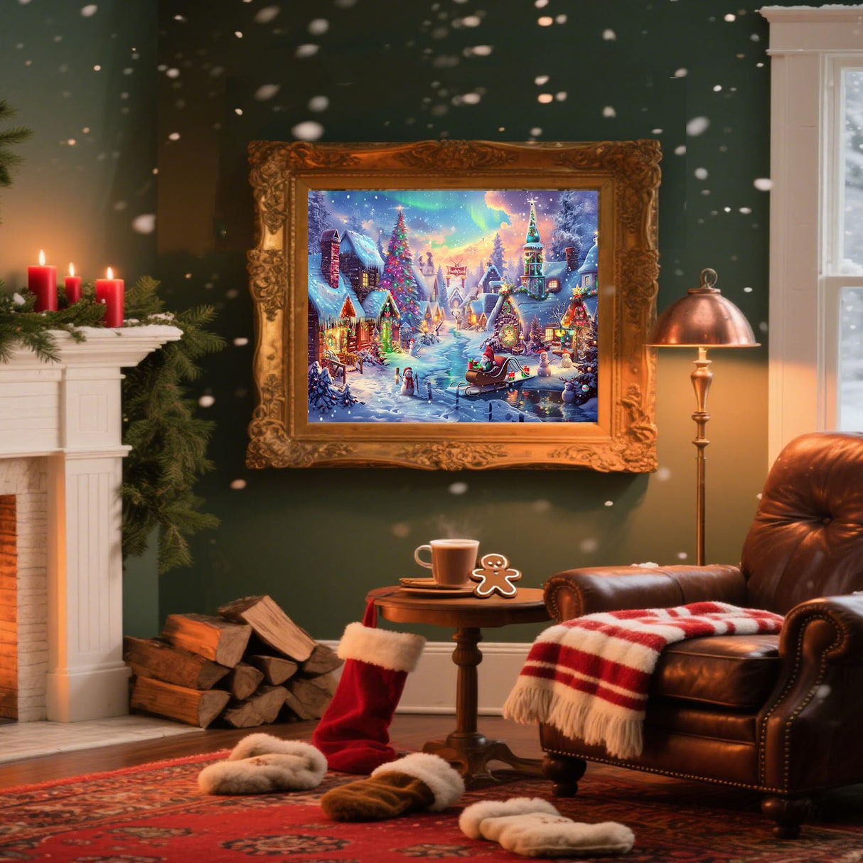 cviokrdu Christmas Paint by Numbers Kit for Adults - Snow Scene Adult Paint by Number Kits on Canvas, DIY Christmas Oil Painting for Gift Home Wall Decor (20x16inch) cviokrdu