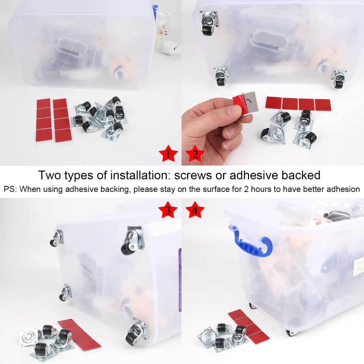 Luxinika Mini Caster Wheels 0.5 Inch Low Profile Swivel Small Casters, Steel Top Plate, Self Adhesive Little Nylon Rolling Wheels for Furniture, Small Appliances, Toy Cart Storage Box & Bins 8 Pack Luxinika